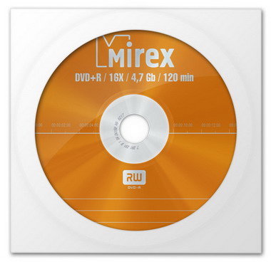 Диск DVD+R Mirex (4.7 GB, 16 x, в бумажном конверте, 1 шт) [ UL130013A1C ]