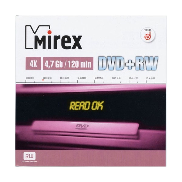 Диск DVD+RW Mirex (4.7 GB, 4 x, Slimcase, 1 шт) [ UL130022A4S ]